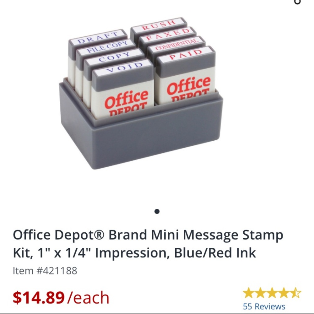 New Office Depot 8 pack stamp set